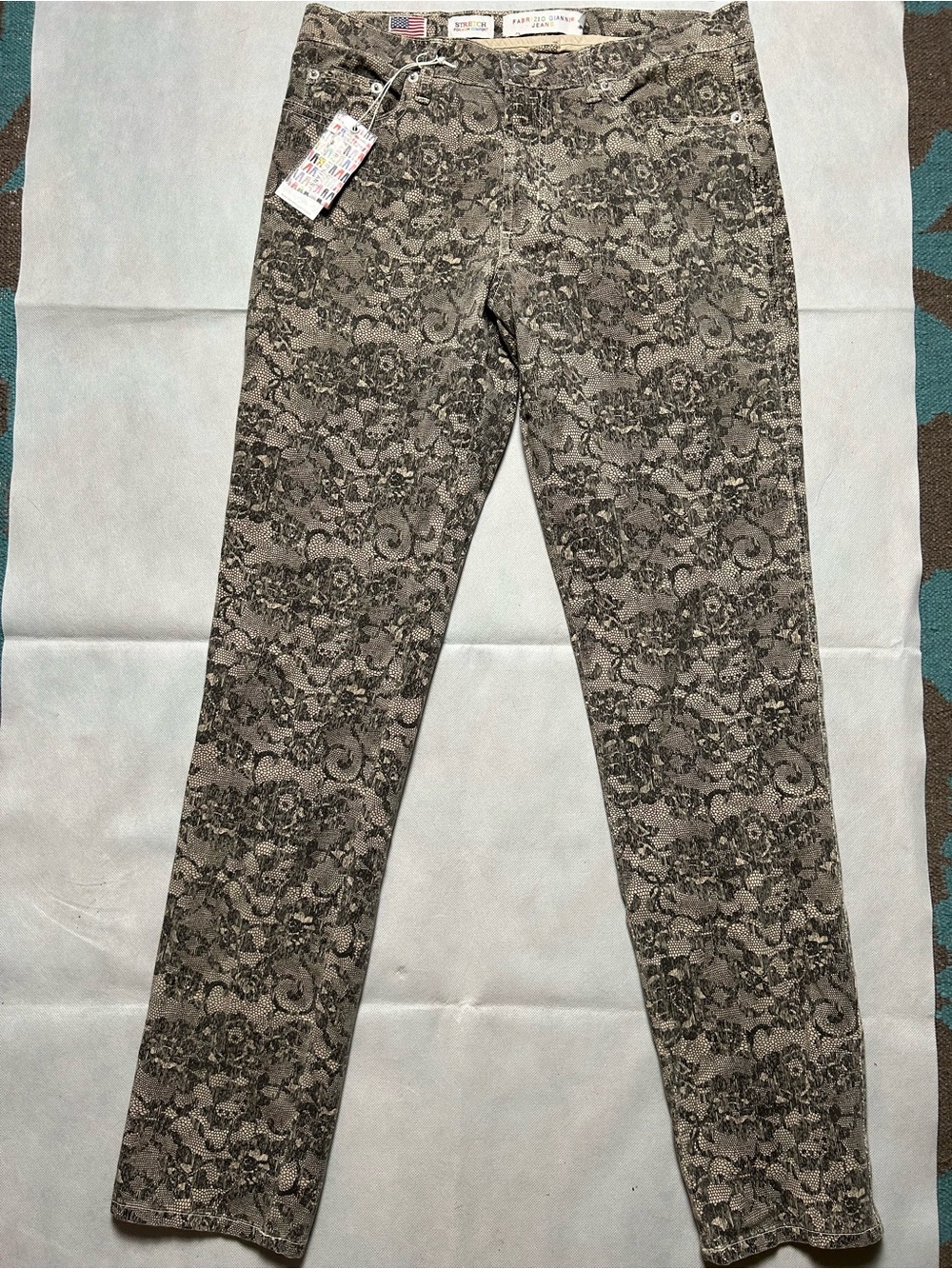 Fabrizio Gianni Jeans cotton lace printed pants size 10 NWT